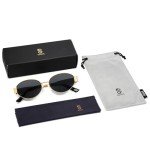 SOJOS Retro Oval Sunglasses for Women - Gold/Grey