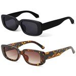 KUGUAOK Retro Rectangle Sunglasses for Men and Women
