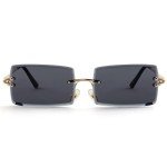 Kursan Grey Frameless Rectangle Sunglasses for All