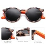 SOJOS Retro Round Polarized Sunglasses - Beige Tortoise