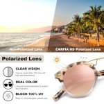 CARFIA Women's Pink Mirrored Polarized Sunglasses