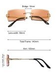 3 Pairs Rimless Rectangle Sunglasses for Everyone