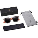 SOJOS Retro Round Polarized Sunglasses - Beige Tortoise