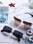 Vintage Rimless Rectangle Sunglasses - 4 Pairs