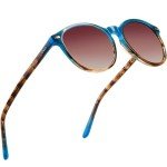 DUCO Retro Round Polarized Sunglasses - Oceanic Tortoise