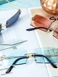 3 Pairs Rimless Rectangle Sunglasses for Everyone