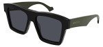Gucci Men's Black/Grey Rectangular Sunglasses 55mm