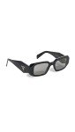 Prada PR 17WS Black Rectangle Sunglasses - Grey Lens