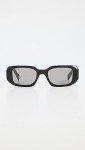 Prada PR 17WS Black Rectangle Sunglasses - Grey Lens