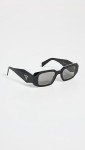 Prada PR 17WS Black Rectangle Sunglasses - Grey Lens