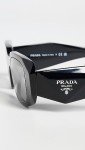 Prada PR 17WS Black Rectangle Sunglasses - Grey Lens