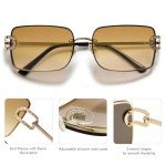 SOJOS Retro Rimless Rectangle Sunglasses for Women
