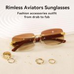 Dollger Rimless Rectangle Designer Sunglasses for All