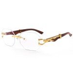 Vintage Rimless Rectangle Designer Sunglasses - Gold-Clear