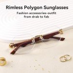 Vintage Rimless Rectangle Designer Sunglasses - Gold-Clear