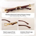 Vintage Rimless Rectangle Designer Sunglasses - Gold-Clear