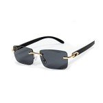 Vintage 90's Gold Rimless Black Sunglasses