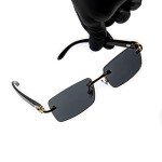 Vintage 90's Gold Rimless Black Sunglasses