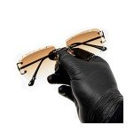 Gold Wire Frame Rimless Square Sunglasses for All