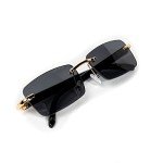 Vintage 90's Gold Rimless Black Sunglasses