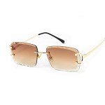 Gold Wire Frame Rimless Square Sunglasses for All