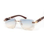 Trendy Rimless Gold Frame Gradient Sunglasses