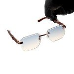 Trendy Rimless Gold Frame Gradient Sunglasses