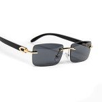 Vintage 90's Gold Rimless Black Sunglasses
