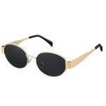 Melpomenia Retro Oval Sunglasses - Gold/Grey Shades