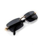Vintage 90's Gold Rimless Black Sunglasses