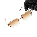 Gold Wire Frame Rimless Square Sunglasses for All