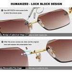 Retro Rimless Rectangle Sunglasses in Gold/Brown