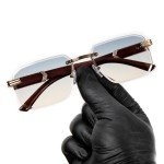 Trendy Rimless Gold Frame Gradient Sunglasses