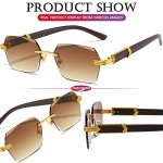 Retro Rimless Rectangle Sunglasses in Gold/Brown