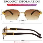 Retro Rimless Rectangle Sunglasses in Gold/Brown