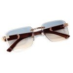 Trendy Rimless Gold Frame Gradient Sunglasses