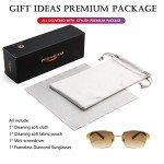 Retro Rimless Rectangle Sunglasses in Gold/Brown