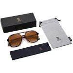 SOJOS Retro Polarized Aviator Sunglasses - Brown Tortoise