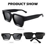 Braylenz Retro Thick Frame Square Sunglasses