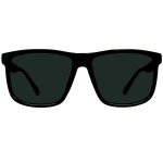 All Black Oversized Rectangular Horn Rim Sunglasses