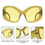 Stylish Yellow Oversized Cat-Eye Sunglasses for Women