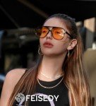 Retro 70s Orange Plastic Aviator Sunglasses