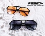 Retro 70s Orange Plastic Aviator Sunglasses