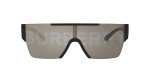 Burberry Black Rectangle Sunglasses with Gold Mirror Lens