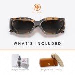Tory Burch 55MM Dark Tortoise Rectangular Sunglasses + Kit