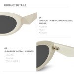 Mosanana Retro Oval Cat Eye Sunglasses for Women