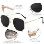 SOJOS Small Square Polarized Sunglasses - Gold Frame