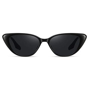 Fozono Retro Cat Eye Sunglasses - Glossy Black/Grey