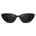 Fozono Retro Cat Eye Sunglasses - Glossy Black/Grey