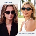 Fozono Retro Cat Eye Sunglasses - Glossy Black/Grey